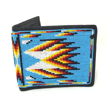 Beaded Wallet - Baby Blue and White