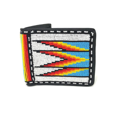 Beaded Wallet - White and Turquoise