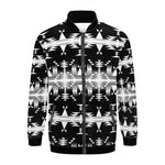 Between the Mountains Black and White Zippered Collared Lightweight Jacket