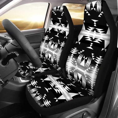 Between the Mountains Black and White Universal Car Seat Cover With Thickened Back
