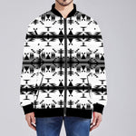 Between the Mountains White and Black Zippered Collared Lightweight Jacket